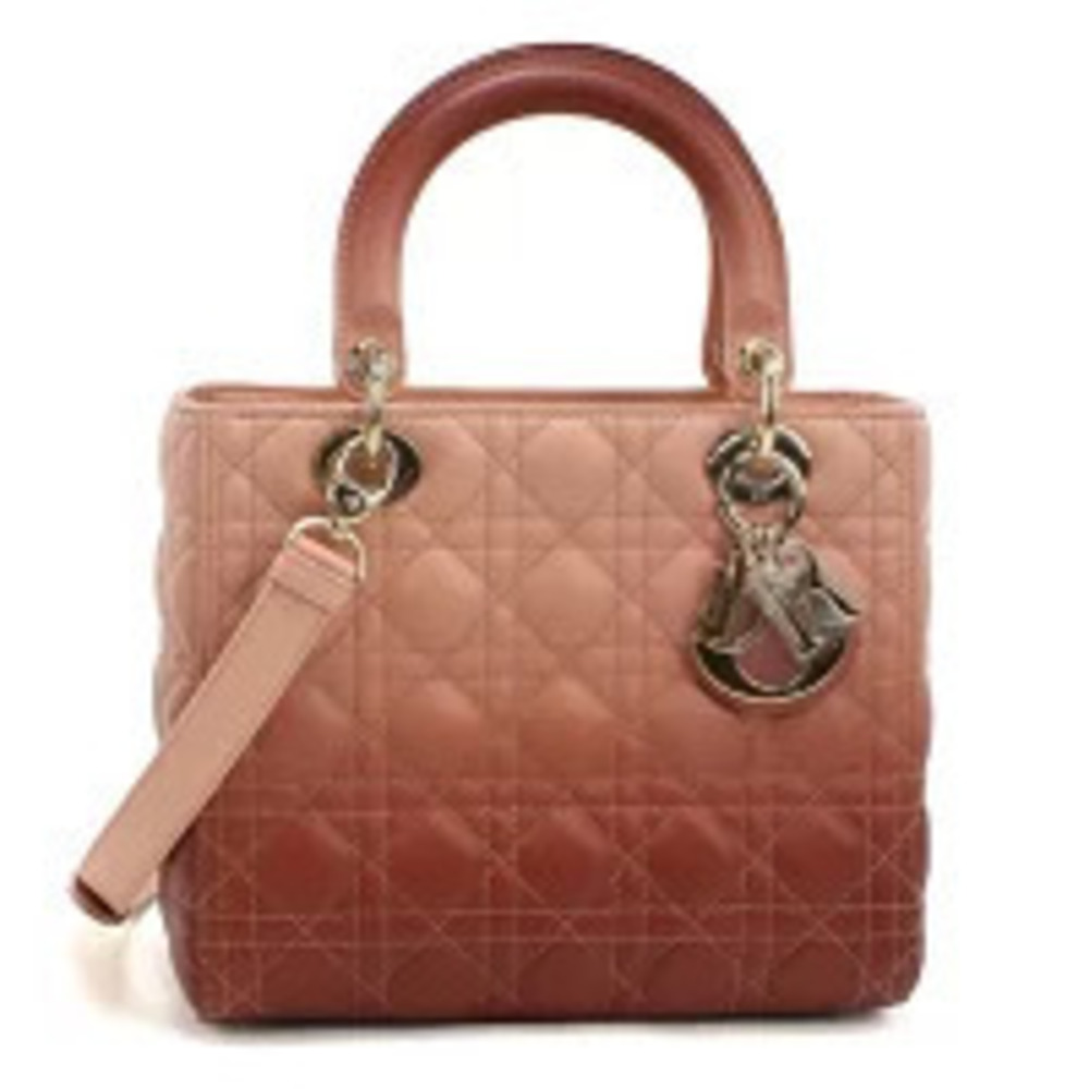 Christian Dior Gradient Cannage Lambskin Lady Dior bag pink coral ombre